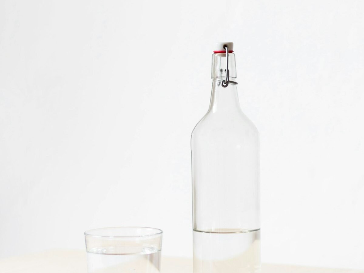 Verre d'eau fraîche avec rondelles de citron